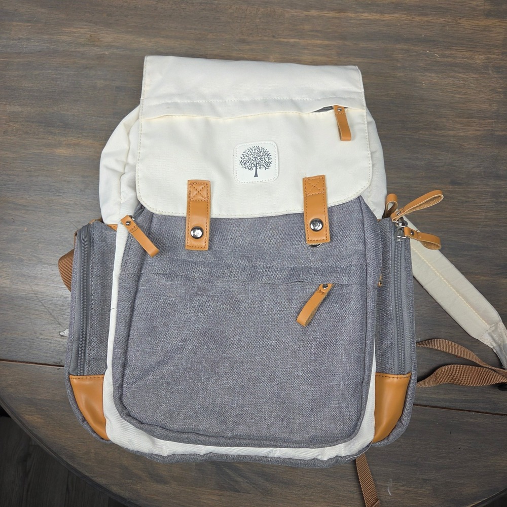 Parker Baby Co Unisex Large Birch Diaper Backpack Changing Pad Cream Gray Tan